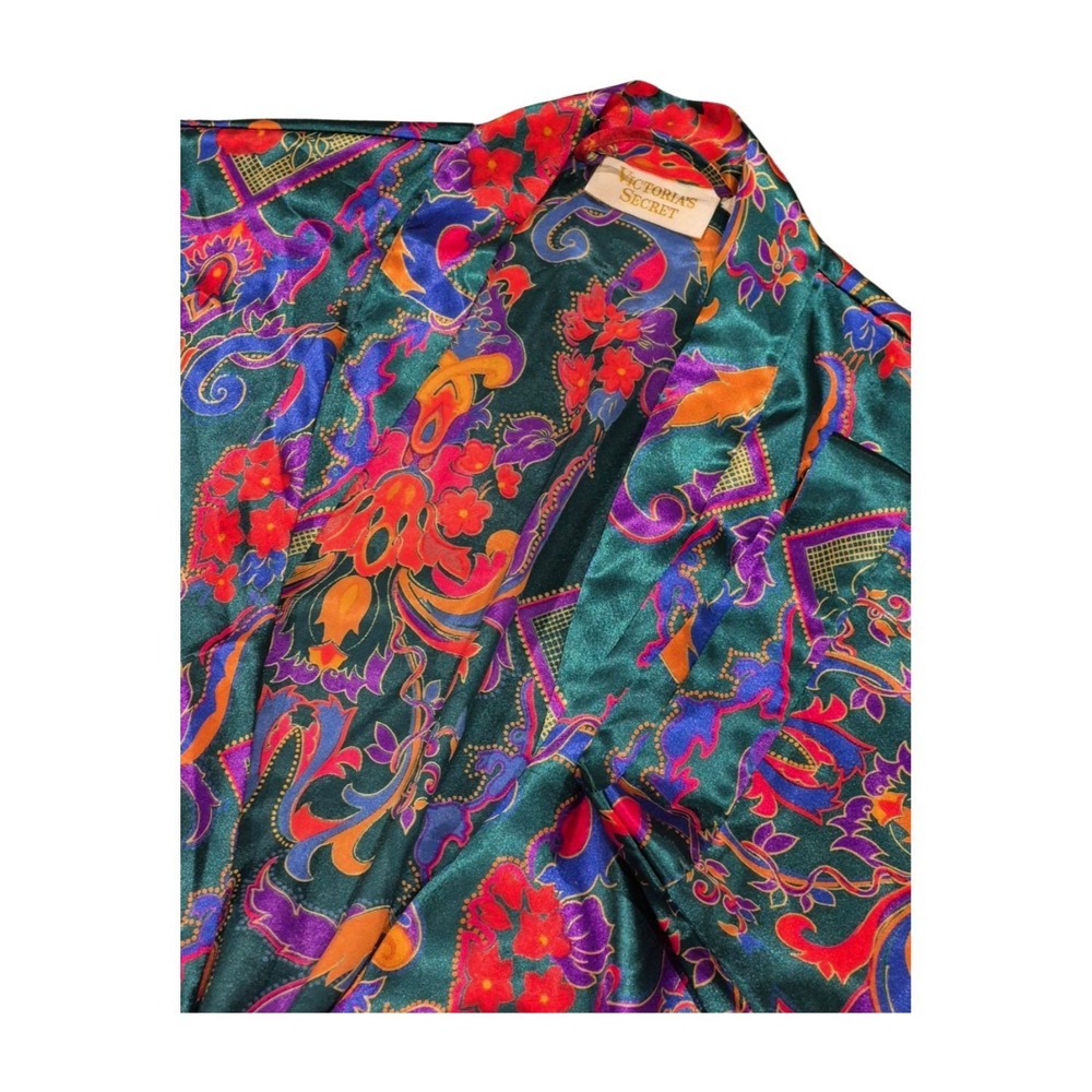VTG Victoria's Secret Gold Label Paisley Floral Kimono Robe Women's M/L